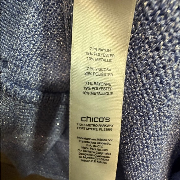 Chico's Heathered Metallic Blue Crew Neck Sweater - Picture 4 of 6